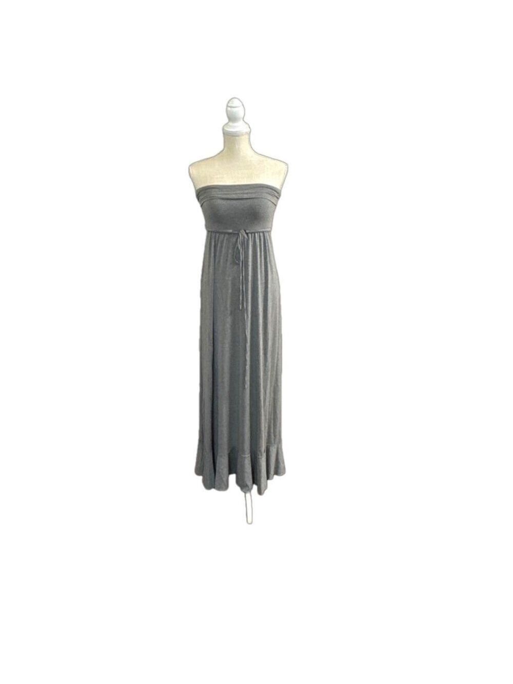 Banana Republic Gray Stretch Knit Strapless Maxi Dress. Size Small